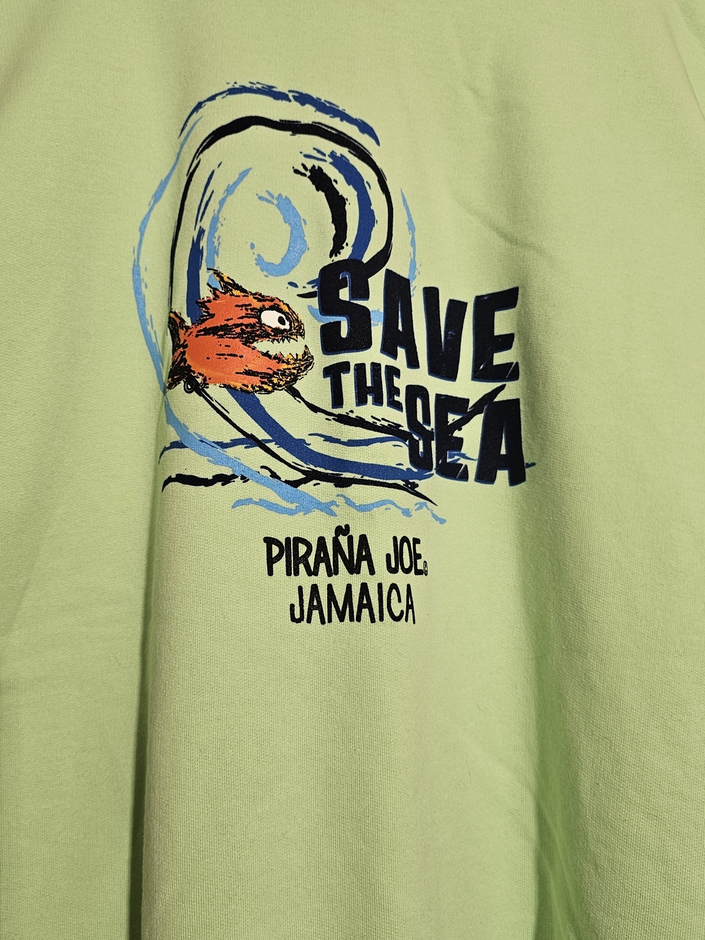 Piraña Joe 'Save The Sea' Crewneck Sweater - Sea Green